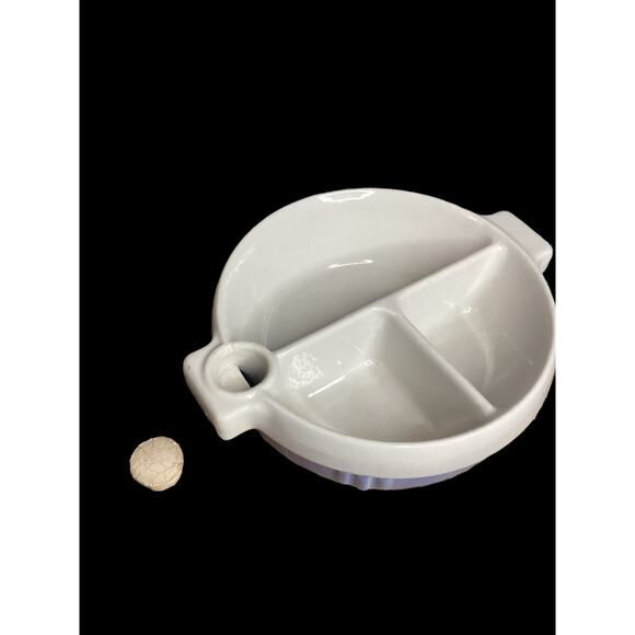 Vintage Hankscraft Divided Baby Food Warmer. Blue and White Ceramic Infant Dish - Picture 5 of 7